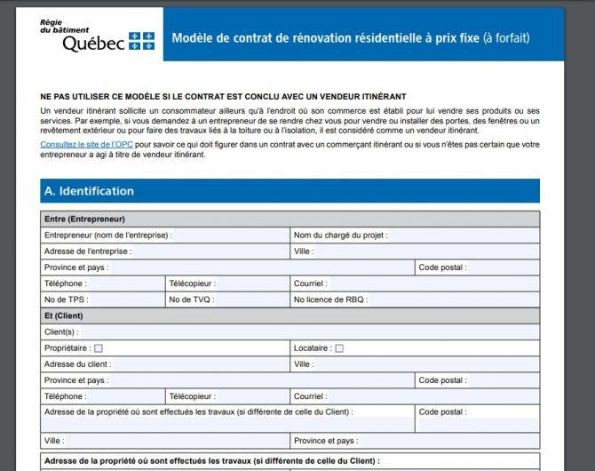 Modèle contrat soumission