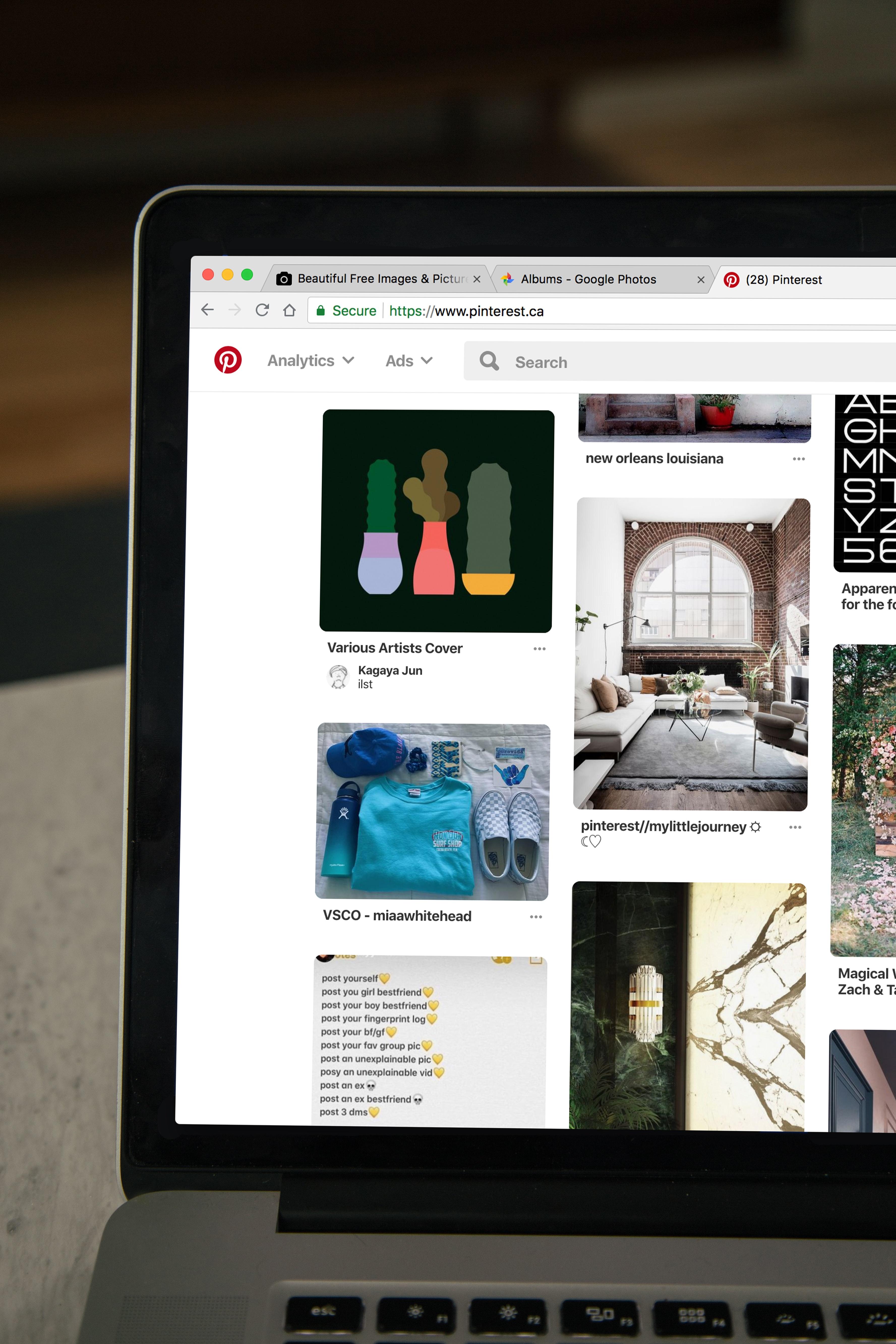 Pinterest sur ordinateur