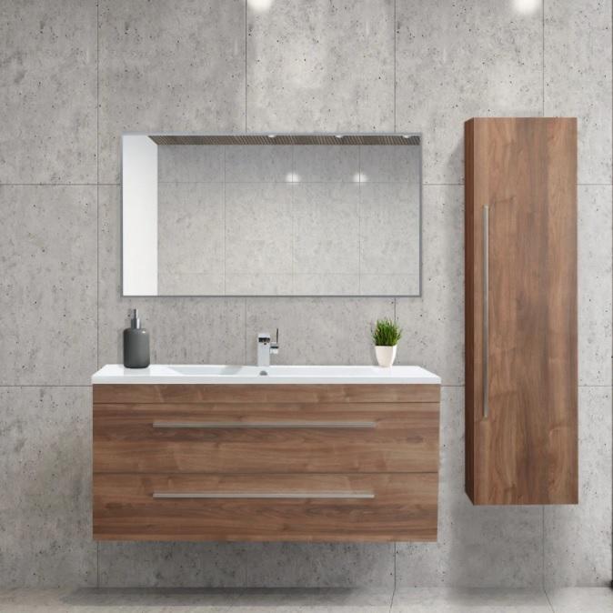 Lavabo intégré dans meuble vanité en bois