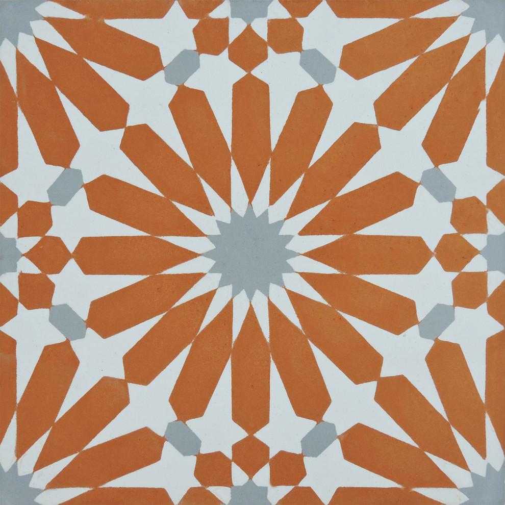 Tuile orange avec motif soleil